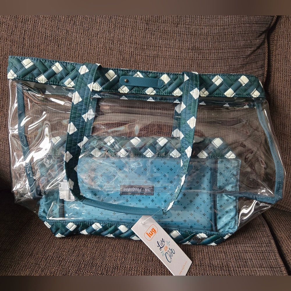 NWT Lug Peekaboo Tote in Gingham Evergreen